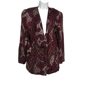 EUC Vintage 1970s Paisley Blazer Jacket Women Size 10 ILGWU Union Made USA